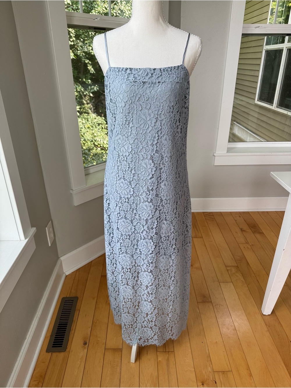GAP Light Blue Lace Spaghetti Strap Maxi Dress Size Small Tall NEW